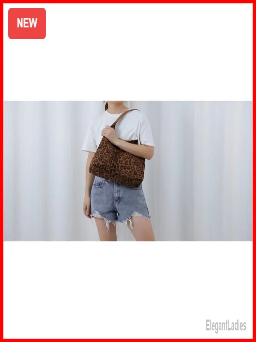 Faux Suede Leopard Tote Bag Hobo Shoulder Satchel Large Capacity
